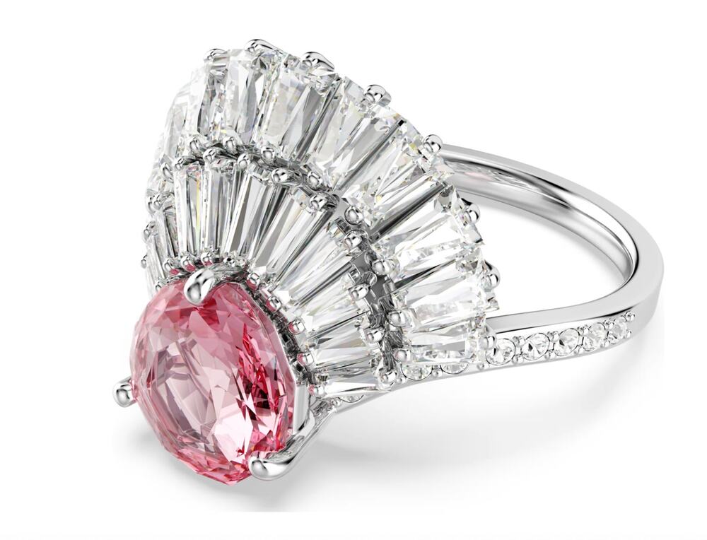 Swarovski Idyllia cocktail ring Mixed cuts, Shell, Pink, Rhodium plated  60 / 9